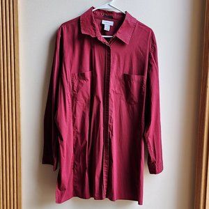 Avenue Maroon "Stretch" Button Down Shirt Size 18/20